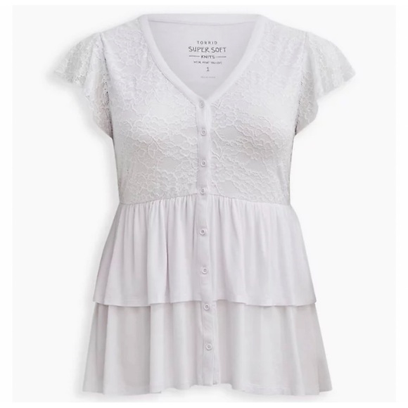 Torrid White Lace Tiered Women's Top NWT SZ 2 (18/20) - Picture 5 of 14